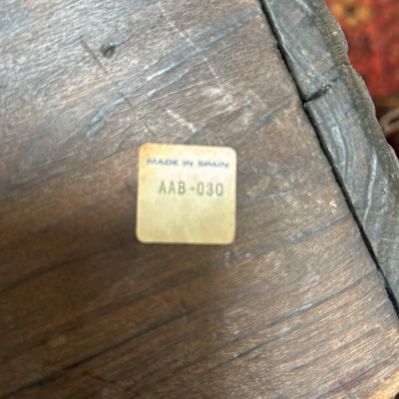 Vintage 60s MCM Amber Glass Decanter in Carved Wood Caddy Made in Spain - Picture 7 of 7